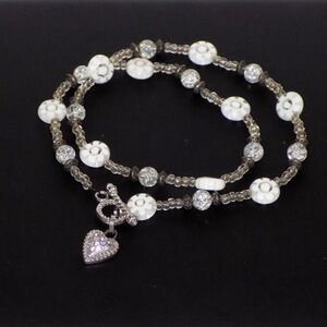 Elegant White and Silver Beaded Bracelet